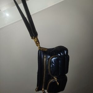 THINK ROYLN Black and Gold Crossbody Bag